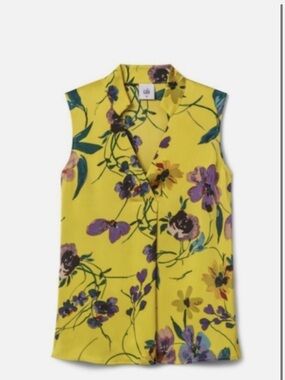 cabi sleeveless Yellow Floral V-Neck Top